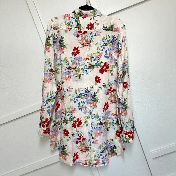 Polo Ralph Lauren Floral Linen Shirt Tunic Button Up Collared Blouse - Picture 3 of 10